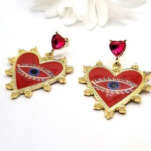 Evil eye heart shaped Dangle earrings.